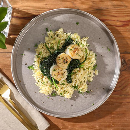 Gibson Elite 12 Piece (Service for 4) Eden Rock Plates and Bowls Reactive Glaze Round Dishes Stoneware Ceramic Dinnerware Set - Grey