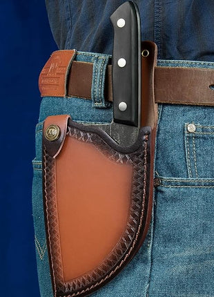 XYJ Authentic Since 1986,6 Inch Serbian Chef Knife With Sheath,Handmade Forged Ancient Outdoor Camping Kitchen Butcher Knife,Vegetable Cooking Meat Knives,Full Tang