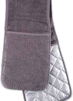 DII Basic Terry Collection 100% Cotton Quilted, Double Mitt, Gray