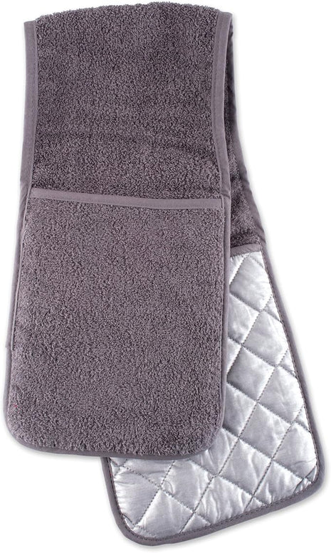 DII Basic Terry Collection 100% Cotton Quilted, Double Mitt, Gray