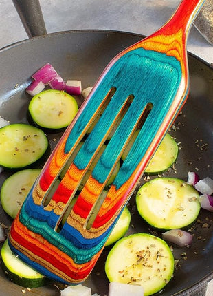 Baltique Montego Bay Collection 13" Wooden Spurtle Spatula – Colorful Birch Wood Cooking Utensil, Nonstick Safe, Versatile Stirring & Serving Tool