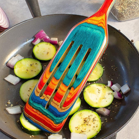 Baltique Montego Bay Collection 13" Wooden Spurtle Spatula – Colorful Birch Wood Cooking Utensil, Nonstick Safe, Versatile Stirring & Serving Tool