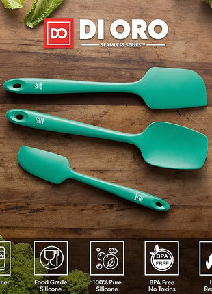 DI ORO Silicone Spatula Set - Rubber Kitchen Spatulas for Baking, Cooking, & Mixing - 600°F Heat-Resistant & BPA Free Silicone Scraper Spatulas for Nonstick Cookware - Dishwasher Safe (3pc, Mint)