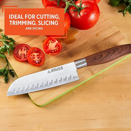 IMUSA 6in Chef WL Stainless Steel Santoku Knife with Wood Look Handle