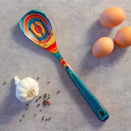 Totally Bamboo Baltique Montego Bay Collection 12-1/2" Wooden Slotted Cooking Spoon, Safe for Nonstick