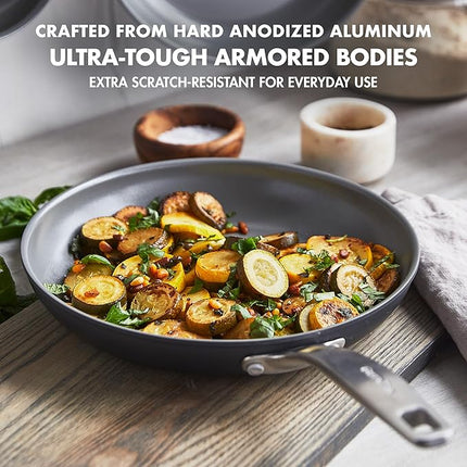 GreenPan Chatham Hard Anodized Healthy Ceramic Nonstick 8" and 10" Frying Pan Skillet Set, Omelette and Egg Pan, PFAS-Free, Dishwasher Safe, Oven Safe, Gray