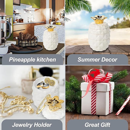 Set of 4 Decorative Pineapple Shaped Stackable Ceramic Kitchen Measuring Cups in 4 Assorted Sizes