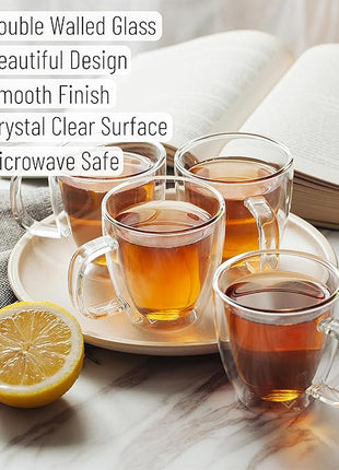 BTaT Double Wall Glass Coffee Mugs, 16 oz, Set of 6, Insulated Latte Mugs, Clear