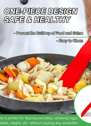 Anaeat Silicone Thin Spatula Set of 2 - Mini Brownie Serving Spatulas - Non Stick Spurtle Turner for Easy Cooking Eggs, Omelet, Pancake, Burgers, Pizza, Steak, Crepes, Heat Resistant & BPA Free