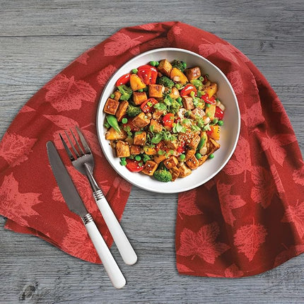 Urban Villa Kitchen Towels Harvest Leaf Print Towels Set of 6 20" X30” 100% Cotton Highly Absorbent Quick Drying Dish Cloths & Dish Towels Thanksgiving Fall Tea Towels with Hanging Loop Towels