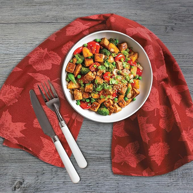 Urban Villa Kitchen Towels Harvest Leaf Print Towels Set of 6 20" X30” 100% Cotton Highly Absorbent Quick Drying Dish Cloths & Dish Towels Thanksgiving Fall Tea Towels with Hanging Loop Towels