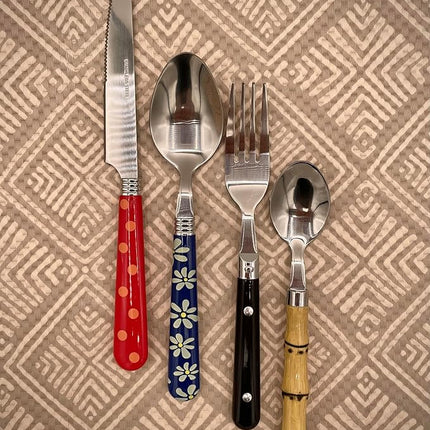 The Original Brink House Eclectic Collection Mix & Match Stainless Steel Cutlery Set with Multicolored Handles / 16 pieces with Metal Stand/Lifestyle utensils for home, apartment, dorm, outdoor
