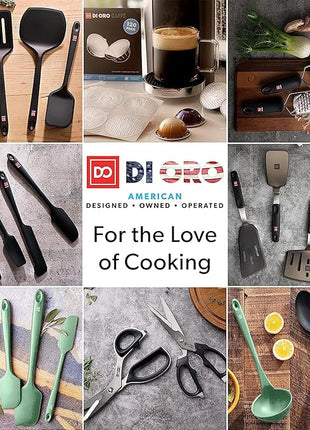 DI ORO Spatulas for Kitchen Use - Forever Warranty - 600°F Heat-Resistant Silicone - Turner Spatula Set for Cooking - BPA Free Wide Pancake Spatulas - Egg Flippers for Nonstick Cookware Safe (3pc)