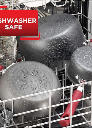 T-fal Ultimate Hard Anodized Nonstick Cookware Set 12 Piece, Oven Broiler Safe 600F, Kitchen Cooking Set w/Fry Pans, Saucepans, Dutch Oven, Kitchen Utensils, Pots and Pans, Dishwasher Safe, Black