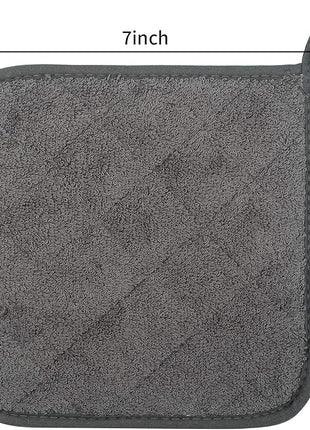 100% Cotton Kitchen Everyday Basic Terry Pot Holder Heat Resistant Coaster Potholder for Cooking and Baking Set of 5 Mineral Gray