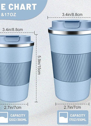 Insulated Coffee Tumblers with Flip Lid 12oz / 17oz, Stainless Steel Travel Coffee Mug Leak Proof, Vacuum Insulated Coffee Mug Reusable Cup, Keeps Cold and Hot for Coffee Tea