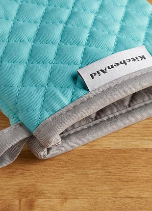 KitchenAid Asteroid Mini Oven Mitt Set, 5.5"x8", Aqua, 2 Piece
