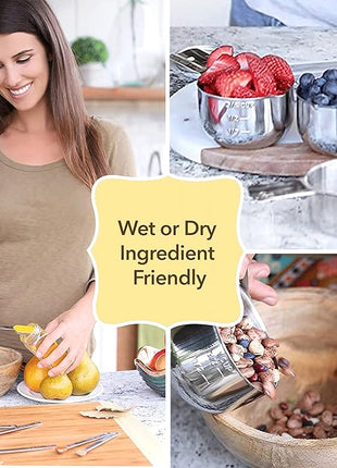 Simply Gourmet Measuring Cups and Spoons Set of 12 – Stainless Steel Kitchen Gadgets – Stackable Design with Long Handle Spoons – Fits in Jars – Cooking & Baking Measuring Set for Dry & Liquid