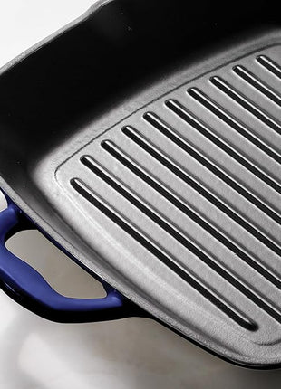 Tramontina Bestow Enameled Cast Iron Grill Pan with Press, 11-inch, Blue