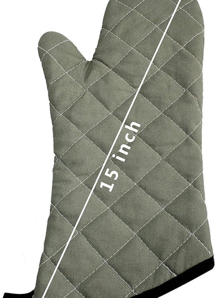 ARCLIBER Oven Mitts Heat Fire Resistant Oven Mitts 425 ° F, Quilted Terry Cloth Cotton Soft Lining Oven Gloves, Extra Long Kitchen Mittens for Cooking Baking