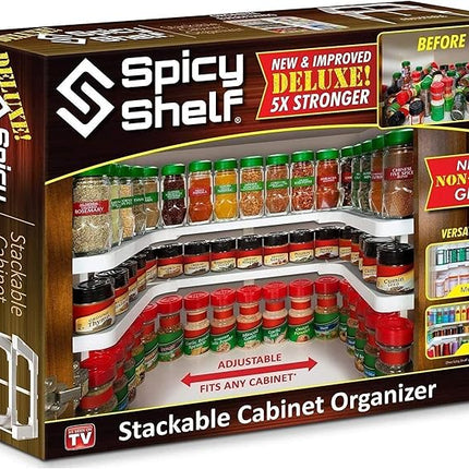 Spicy Shelf Deluxe - Expandable 2 Tiered Spice Rack Organizer for Cabinet & Pantry - Kitchen Seasoning Organizer - Cabinet Spice Racks for Inside Cabinets
