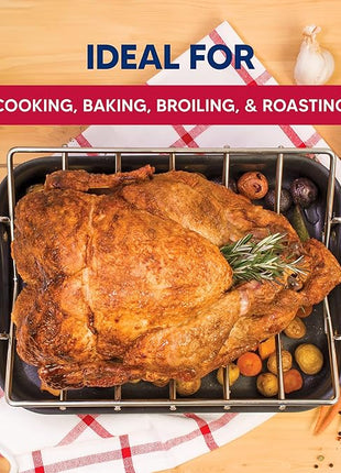 HIC Kitchen Roasting Pro V-Shaped Baking Rack, Chrome-Plated Steel, For Even Cooking And Juicy Results, 15.75 x 10.25 x 4-Inches