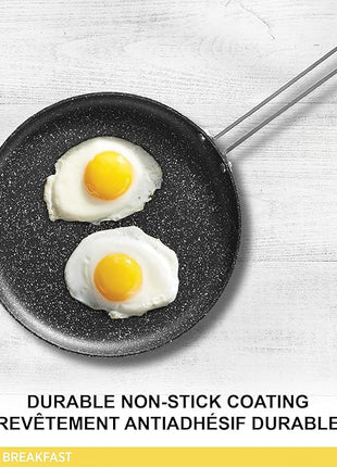 Starfrit The Rock 16cm (6.5") Non-Stick Egg Fry Pan - Durable Forged Aluminum - Oven Safe - PFOA Free - Easy to Clean - Black