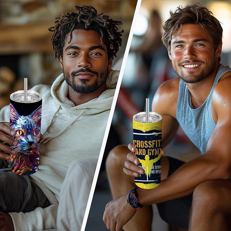 Joyclub Sublimation Tumblers 20 oz 10 Pack Flat Bottom Sublimation Blanks Bulk Stainless Steel Insulated Skinny Straight Cups with Lid and Straw, Gift Box