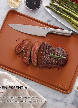 KitchenAid Classic Plastic Cutting Board with Perimeter Trench and Non Slip Edges, Dishwasher Safe, 12 x 18 inch, Scorched Orange