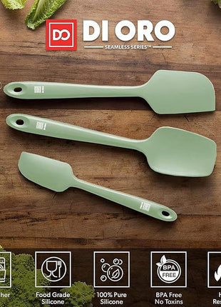 di Oro Living Silicone Spatula Set - Rubber Kitchen Spatulas for Baking, Cooking, Mixing - 600°F Heat-Resistant & BPA Free Silicone Scraper Spatulas for Nonstick Cookware - Dishwasher Safe (3pc, Sage)