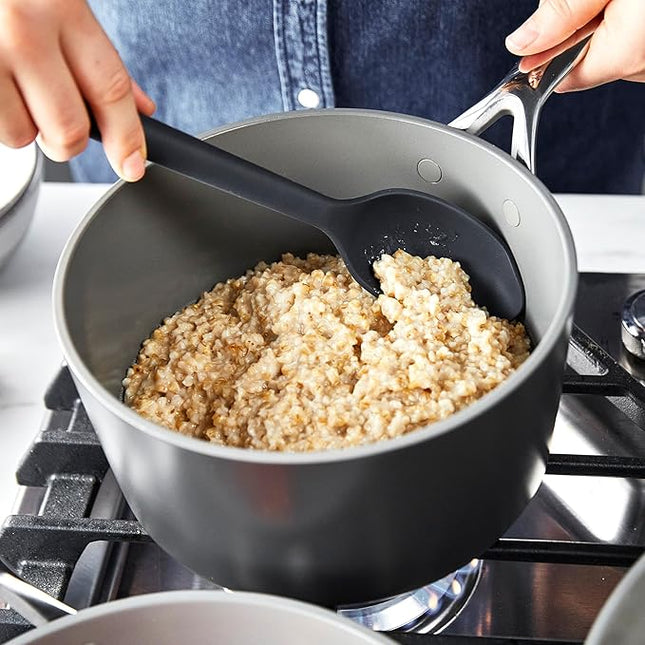 GreenPan Silicone Ultimate Spoon, Mixing Stirring Serving, Cooking Kitchen Utensil, Flexible Rubber Nonstick Cookware, Rigid Steel Core, Heat-Resistant, Anti-Slip Handle BPA-Free Dishwasher Safe, Gray