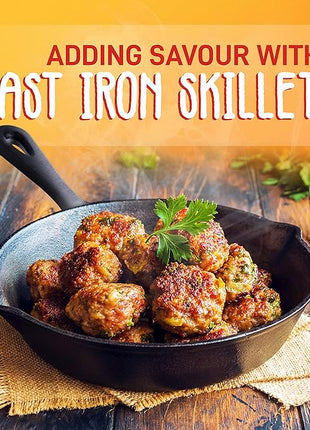 NutriChef 3pc Cast Iron Skillet Set - Nonstick Pans with Drip Spout, Silicone Handles, For All Cooktops