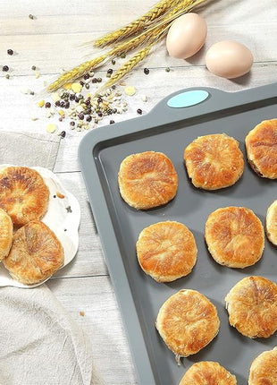 To encounter 8 in 1 Silicone Baking Set - 6 Cake Molds - 2 Silicone Baking Mat, Nonstick Cookie Sheet, Cake Muffin Bread Pan with Grips and Metal Reinforced Frame More Strength, Light Grey