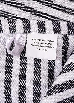 KAF Home Premium Kitchen Towels (18" x 28"), Large 100% Cotton, Flat & Terry Absorbent Dish Towel Set (Black, 18 x 28-6 Pack)