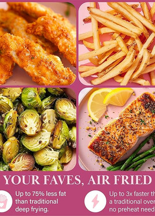 Paris Hilton Air Fryer, Large 6-Quart Capacity, Nonstick Made without PFAS, Touchscreen Display, 8-in-1 (Air Fry, Roast, Broil, Bake, Reheat, Keep Warm, Pizza, Dehydrate), Dishwasher Safe, Aqua