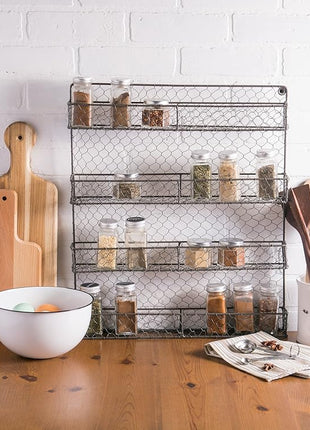 DII Farmhouse Vintage Decorative Metal Pantry Spice Rack Organizer, 4x2 4oz, Spice Jars 12 Piece