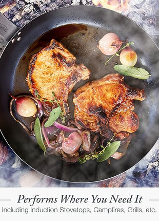 Merten & Storck Pre-Seasoned Carbon Steel 8” Frying Pan Skillet, Use on Induction, Stove and Grill, Durable, Even-Heating, for Searing, Grilling, Oven Use, and Campfire, Indoor/Outdoor