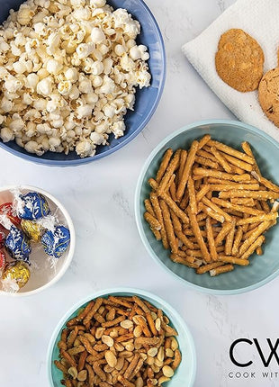 COOK WITH COLOR Prep Bowls with Lids- Wide and Deep Nesting Plastic Small Mixing Bowl Set with Lids, 8 Piece Set - Deep Bowls, Blue