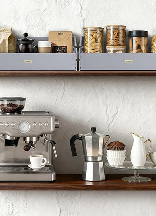 HABAU Wood Potato Onion Storage Bins - Wooden Stackable Produce Basket - Fruit Vegetable Storage for Kitchen Pantry Organization, Set 2 Pieces