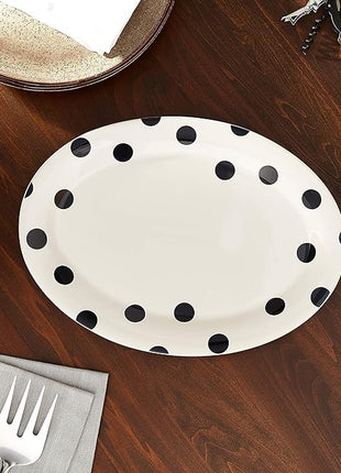 Kate Spade New York Deco Dot 14" Oval Serving Platter, 2.95 LB, White