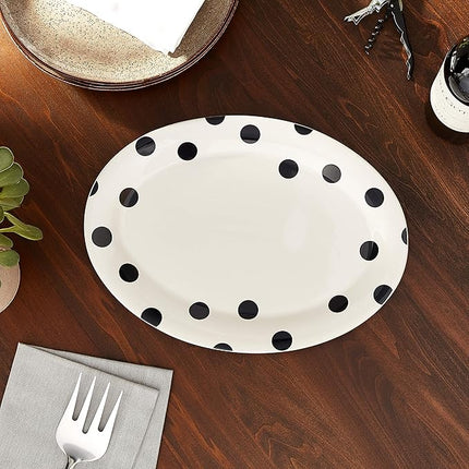Kate Spade New York Deco Dot 14" Oval Serving Platter, 2.95 LB, White
