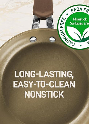 NutriChef 11-Piece Nonstick Kitchen Cookware Set - PTFE/PFOA/PFOS-Free Heat Resistant Kitchen Ware Pots Pan Set Coffee Ceramic Coating - Saucepot, Pans, Cooking Pot Oven Pot, Lid, Utensil NCCW11COF