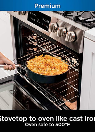 Ninja Foodi NeverStick Professional Hard-Anodized 4-Quart Sauté Pan with Glass Lid, Nonstick, Durable & Oven Safe to 500°F, Salt Grey, C30140