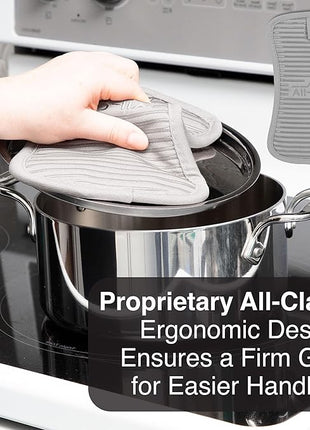 All-Clad Premium Pot Holder & Hot Pad: Heat Resistant to 500 Degrees - 100% Cotton, 10"x6.25" Hot Pad for Kitchen and Barbeque, (1-Pack), Titanium