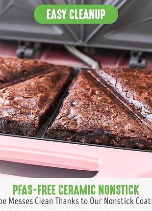 GreenLife Pro Electric Panini Press Grill and Sandwich Maker, Healthy Ceramic Nonstick Plates,Easy Indicator Light, PFAS-Free, Pink