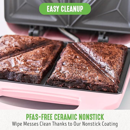 GreenLife Pro Electric Panini Press Grill and Sandwich Maker, Healthy Ceramic Nonstick Plates,Easy Indicator Light, PFAS-Free, Pink
