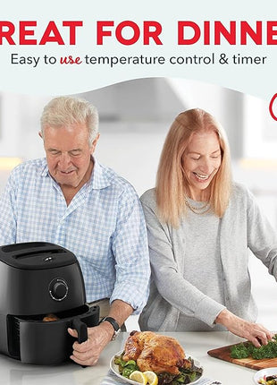 DASH Tasti-Crisp™ Electric Air Fryer Oven, 6 Qt. Family Size, Black – Compact Air Fryer with Large Basket for Healthier Food in Minutes, Ideal for Small Spaces - Auto Shut Off, Analog, 1700-Watt