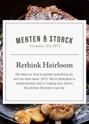 Merten & Storck Pre-Seasoned Carbon Steel 10” Frying Pan Skillet, Use on Induction, Stove and Grill, Durable, Even-Heating, for Searing, Grilling, Oven Use, and Campfire, Indoor/Outdoor