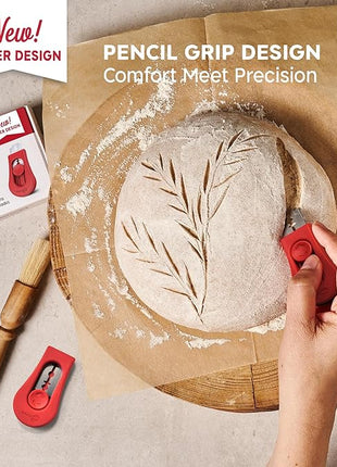 KneadAce Upgraded Extractable & Magnetic Bread Lame Dough Scoring Tool - Professional Sourdough scoring tool for Sourdough Bread baking & Bread Making Tools - Scoring Patterns booklet & 5 Razor Blades