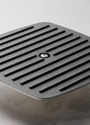 Tramontina Bestow Enameled Cast Iron Grill Pan with Press, 11-inch, Latte with Gold Knob